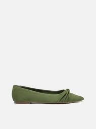 Sapatilha Verde Arezzo Nobuck Bico Fino Tiras Bombadas