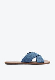Rasteira Azul Anacapri Tiras Cruzadas Gorgurão