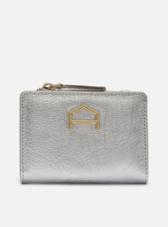 Carteira Prata Arezzo Couro Bolso Pequena Metal A