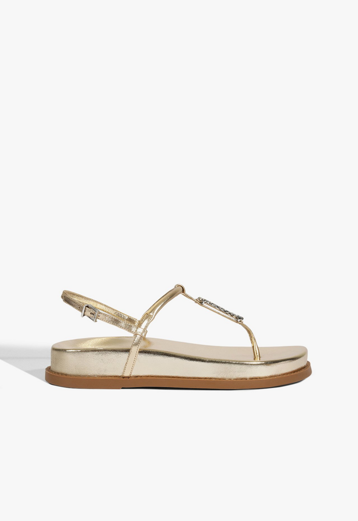 SANDÁLIA SALTO BAIXO METALIC DOURADA