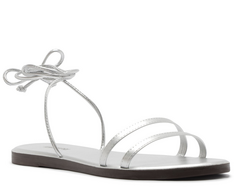 Rasteira Amarração Duas Tiras Prateada