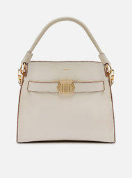Bolsa Tote Branca Caramelo Arezzo Couro Média Color