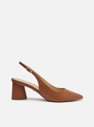 Scarpin Marrom Arezzo Couro Bico Fino Slingback