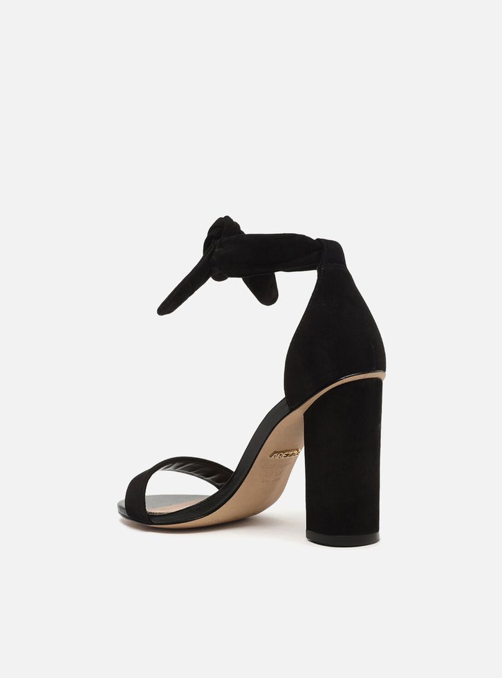 Sandália Preta Arezzo Lace-up Nobuck Salto Bloco Alto