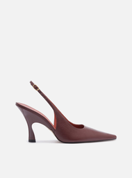 Scarpin Vermelho Couro Salto Alto Slingback