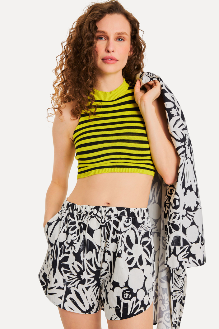 TOP PRETO REVERSA TRICOT LISTRAS URBANO | ZZ MALL