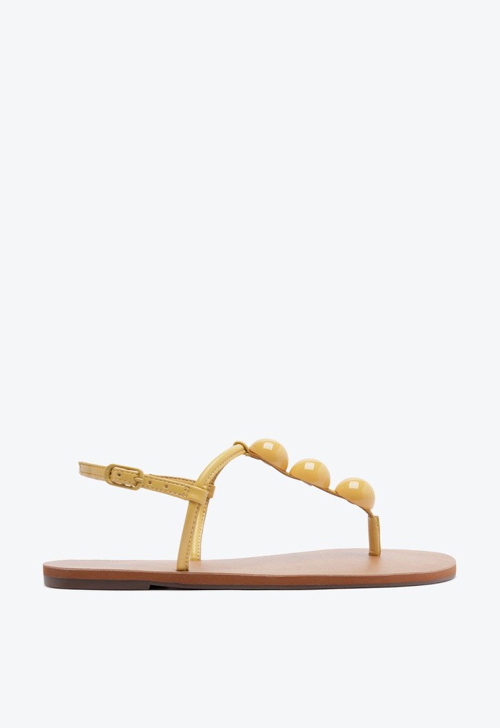 Sandália Rasteira Slim Adorno Amarela
