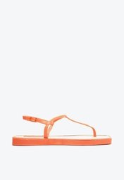 Sandália Rasteira Laranja Brizza Slim Square Palmilha