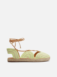Espadrille Rasteira Verde Arezzo Bordada Amarração