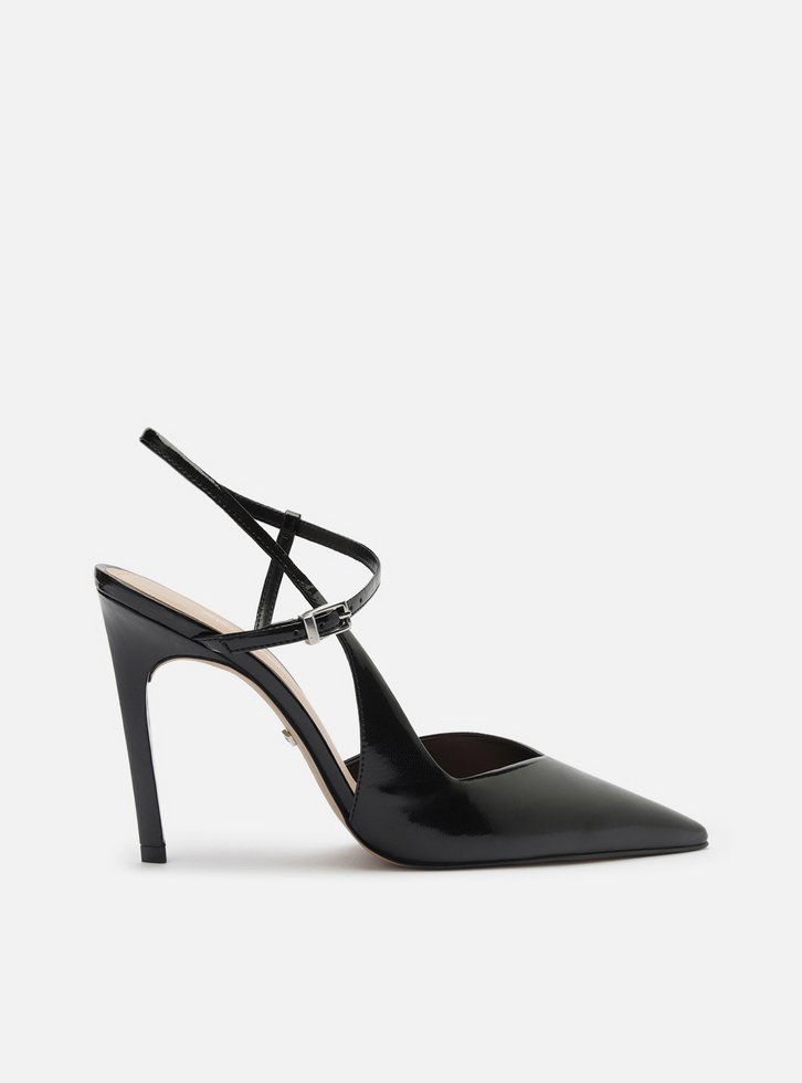Scarpin Preto Salto Alto Slingback Cruzado | ZZ MALL