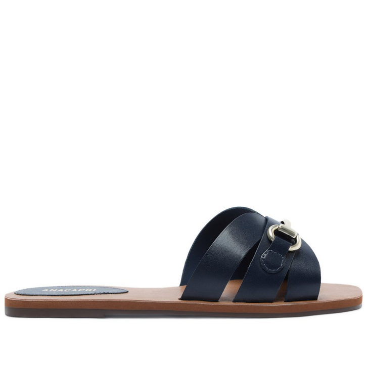 Rasteira Bridão Couro Azul