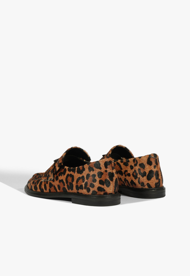 Mocassim Flat Couro Animal Print