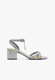 Sandália Prata Schutz Block Heel Strings