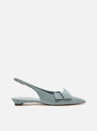 Sapatilha Azul Arezzo Couro Bico Fino Slingback Laço