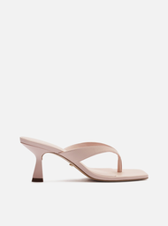 Sandália Rosa Arezzo Couro Salto Fino Flip Flop