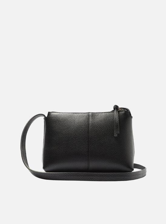 BOLSA TIRACOLO PRETA AREZZO COURO BRENDA PEQUENA