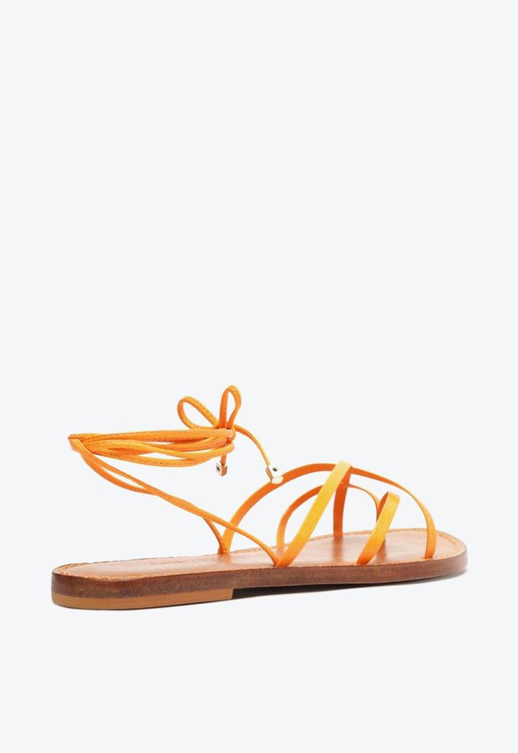 Sandália Rasteira Laranja Arezzo Amarração Ella