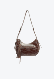 Bolsa Marrom Schutz Média Mirella Couro Croco