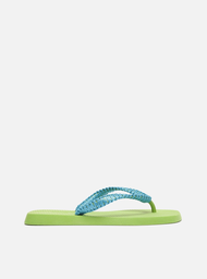 Chinelo De Dedo Verde Arezzo Macramê Artesanal Brizza Fun