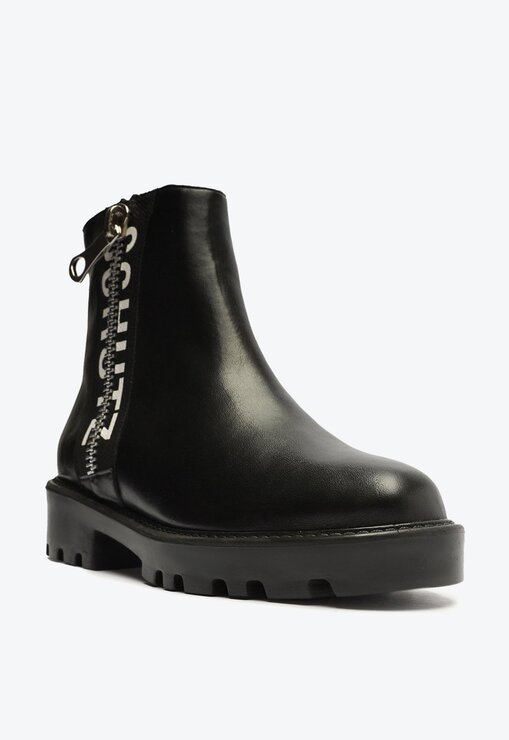 Bota Schutz Logo Couro Preta