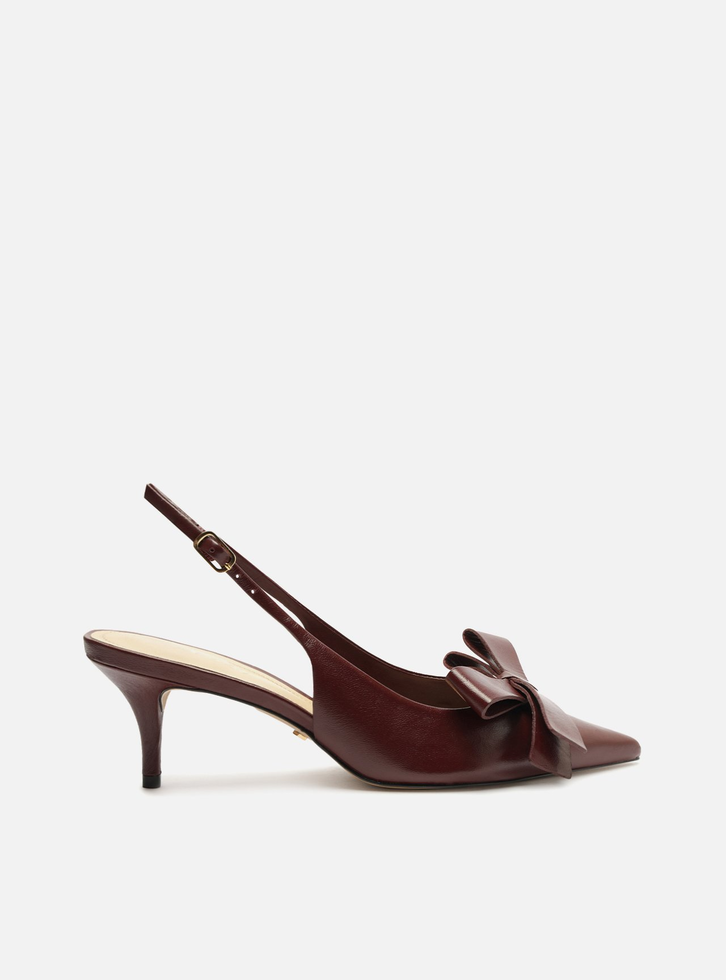 Scarpin Vermelho Arezzo Couro Slingback Laço Lateral