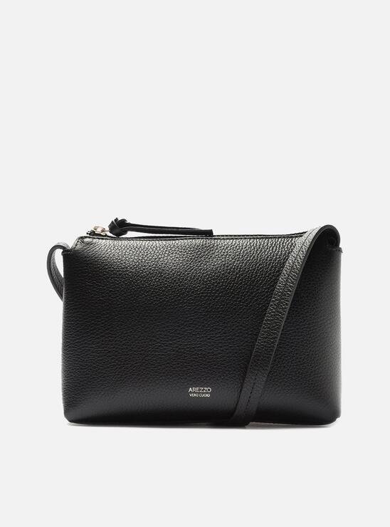 BOLSA TIRACOLO PRETA AREZZO COURO BRENDA PEQUENA