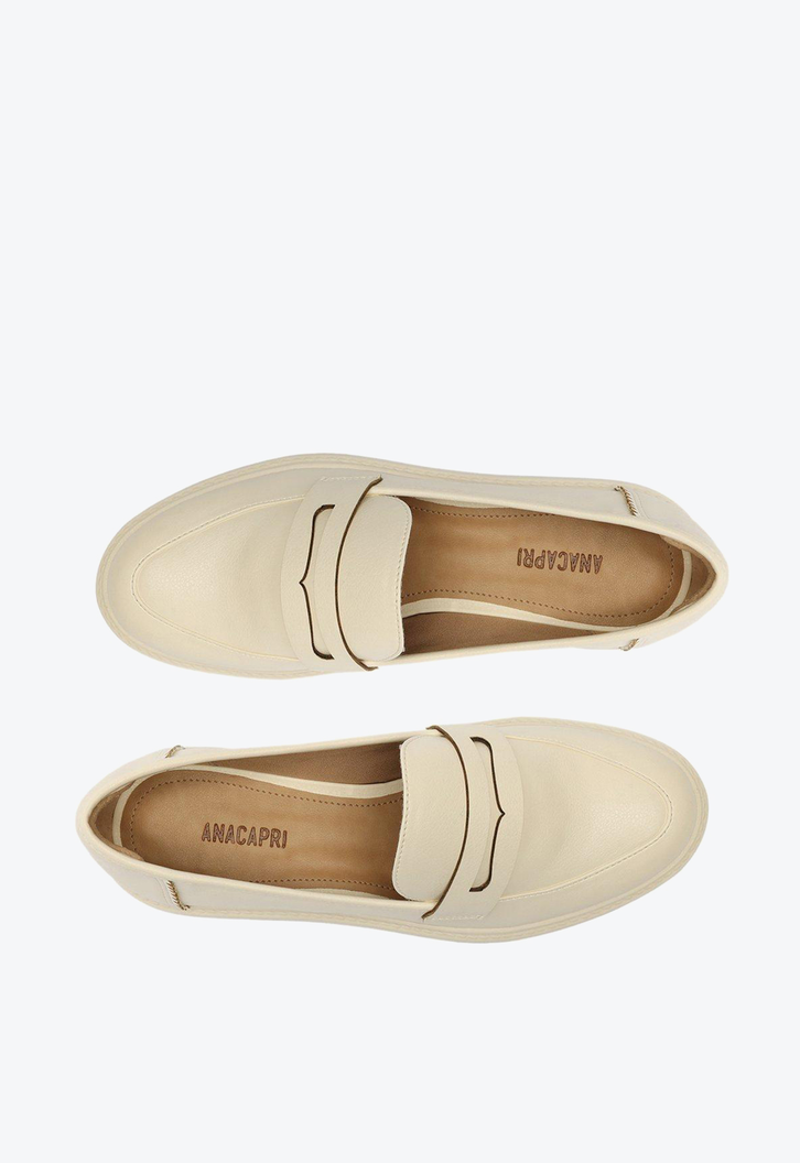 Mocassim Flatform Branco Marfim Anacapri Minimalista