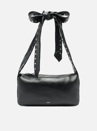 Bolsa Tiracolo Preta Arezzo Couro Média Laço