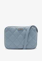 Bolsa Tiracolo Azul Anacapri Média Matelassê Triangular Arredondada