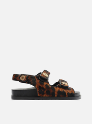 Sandália Papete Animal Print Arezzo Tiras Velcro