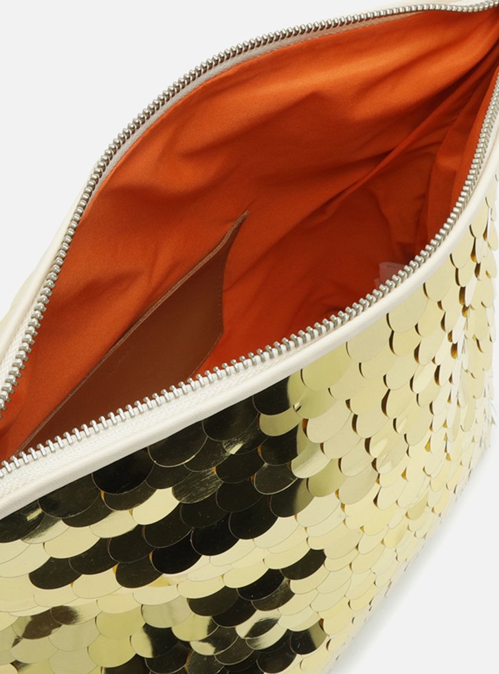 Clutch Dourada Arezzo Média Maxi Paetês