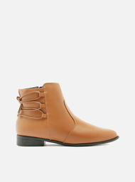Bota Marrom Arezzo Couro Cano Curto Tira Transpassada