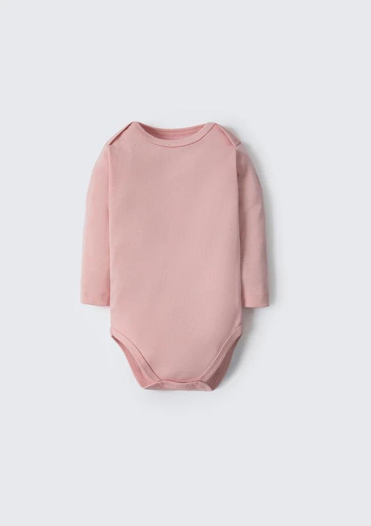 Body Bebê Rosa Hering Manga Longa Em Ribana