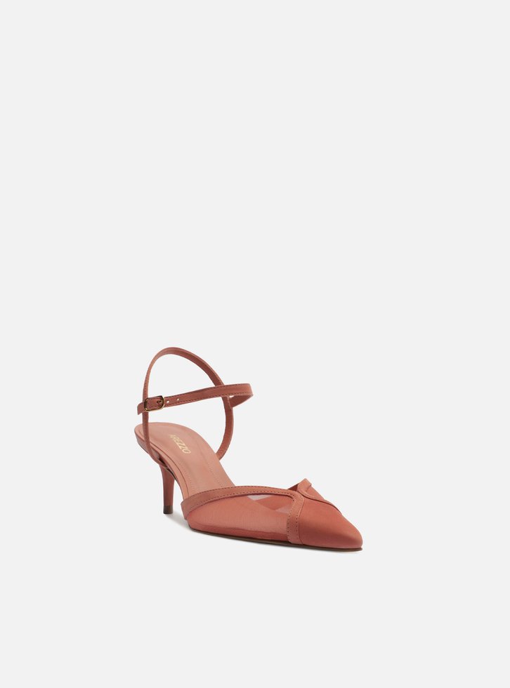 Scarpin Rosa Tela Salto Baixo
