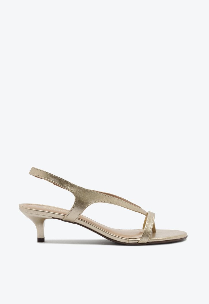 Sandália Salto Fino Tiras Dourada