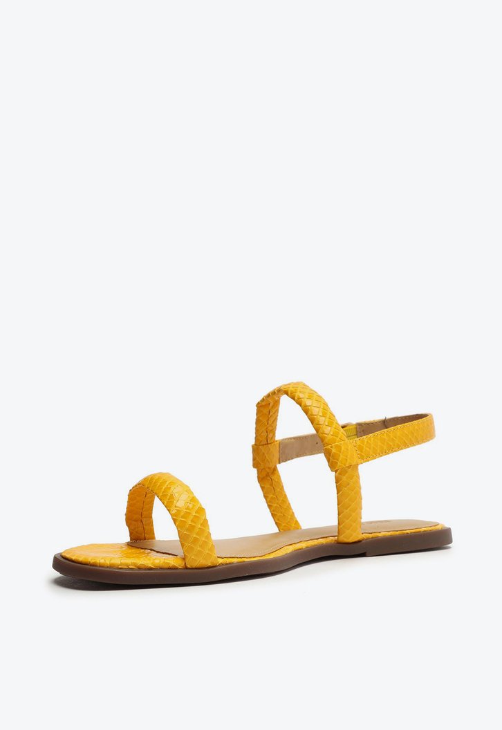 Sandália Rasteira Amarela Anacapri Tiras Snake