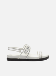 Sandália Papete Branca Arezzo Vinil Fivela