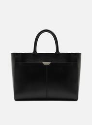 Bolsa Tote Preta Arezzo Couro Grande Bag Charm