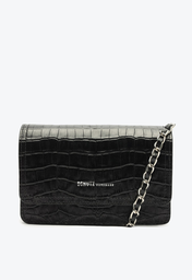 Bolsa Tiracolo Preta Schutz Lorena Croco Couro