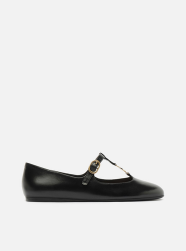 Sapatilha Preta Couro Tira Fivela | ZZ MALL