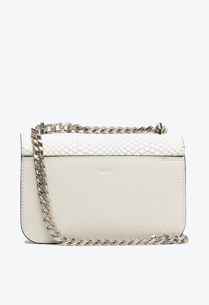 Bolsa Tiracolo Branca Arezzo Couro Snake Karen Pequena