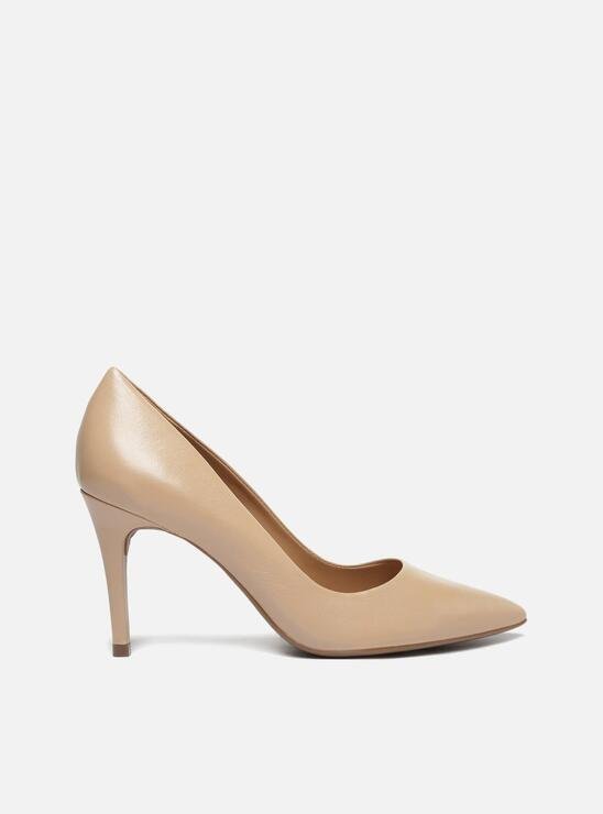 SCARPIN NUDE AREZZO COURO BICO FINO