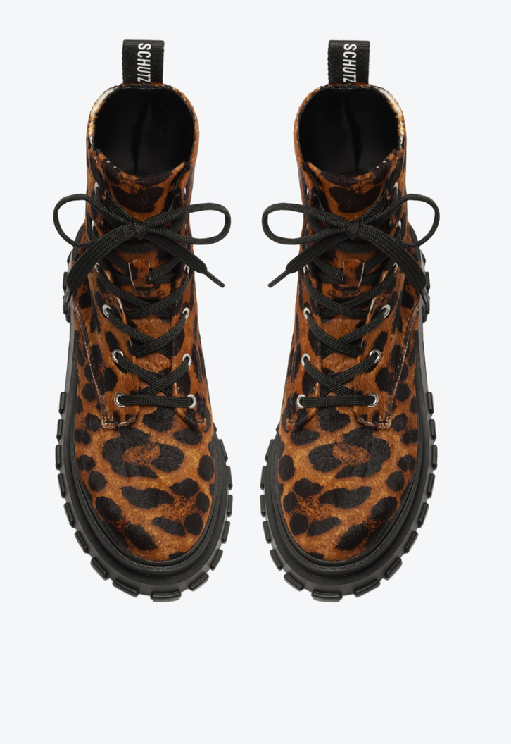 Bota Coturno Animal Print Schutz Tratorado Onça