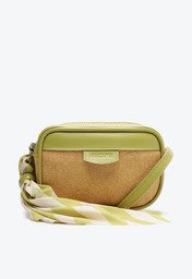 Bolsa Tiracolo Média Raffia Com Lenço Verde