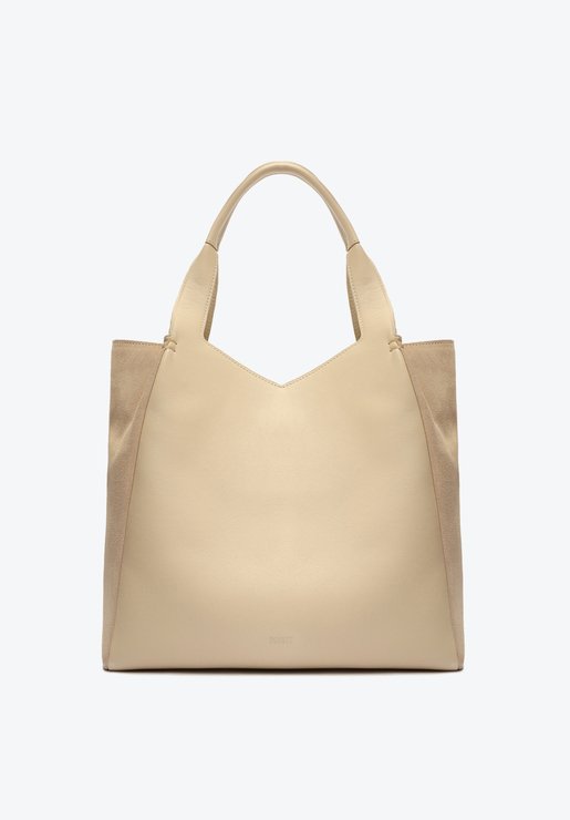 BOLSA SHOPPING BEGE SCHUTZ CLEA COURO