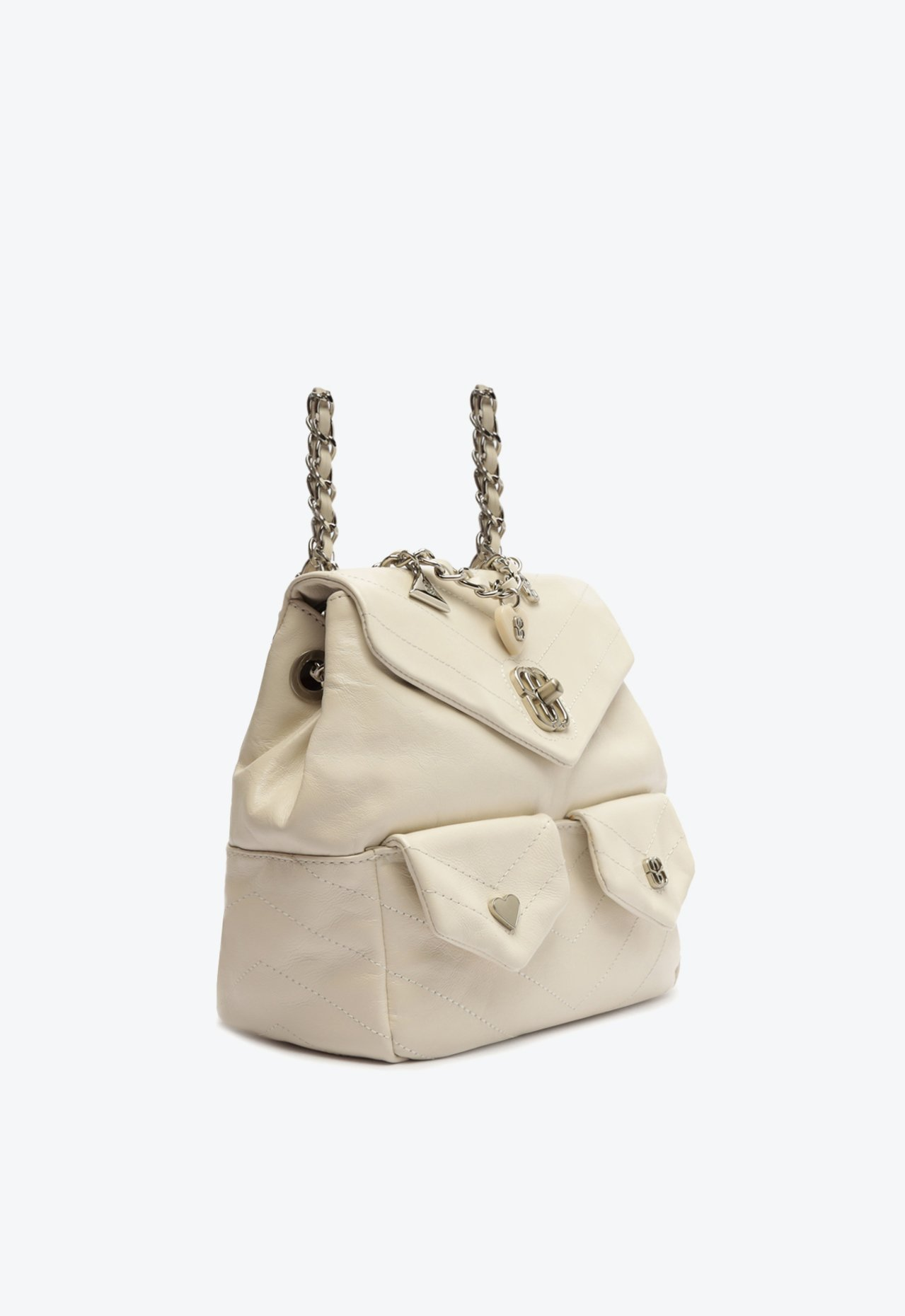 Mochila Branca Schutz Média Charms Couro | ZZ MALL