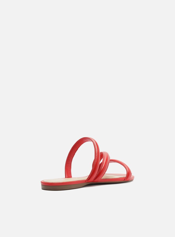 Rasteira Vermelha Tiras Duplas