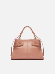 Bolsa Tote Rosa Arezzo Couro Média Tiras Laterais