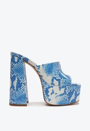 Sandália Mule Azul Schutz Salto Alto Couro