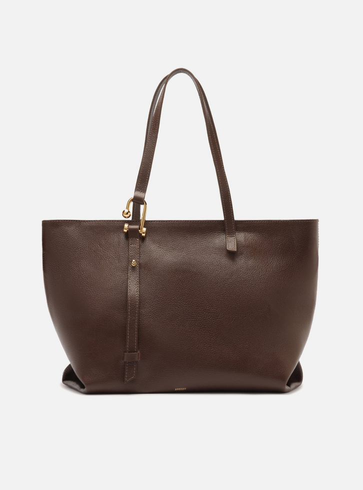 Bolsa Shopping Marrom Couro Grande